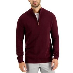 Club Room Sweater Mens XL Red Plum Mock Neck 1/4 Zip Pullover Long Sleeve NWT
